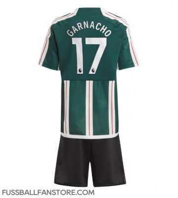 Manchester United Alejandro Garnacho #17 Replik Auswärtstrikot Kinder 2023-24 Kurzarm (+ Kurze Hosen)